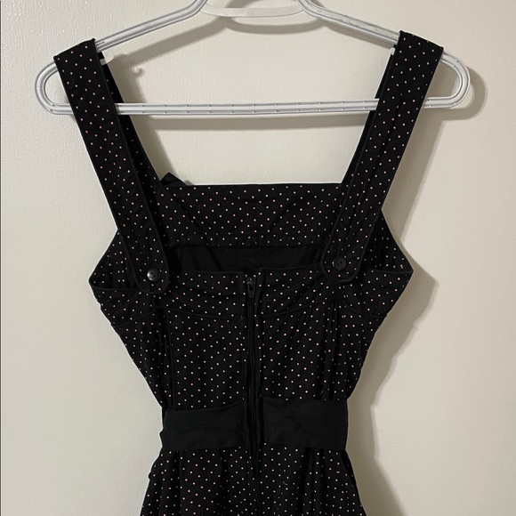 Hell Bunny Black with Pink Polka Dot Rockabilly Dress Size Small - Picture 7 of 13